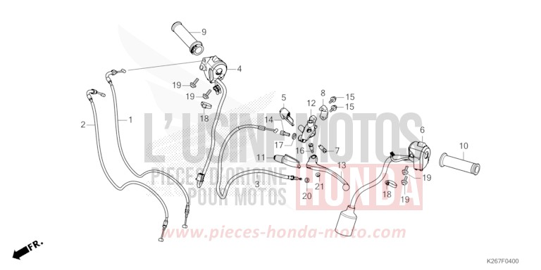 LEVIER DE GUIDON/COMMUTATEUR/CABLE de MSX GROM A MAT GUNPOWDER BLACK METALLIC (NH436) 2022